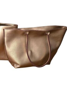 New Bath And Body Metallic Bronze Tote Bag with Double Shoulder Straps